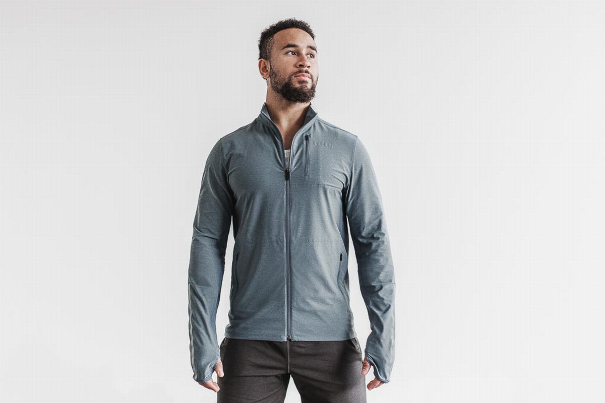 Nobull 4-way Stretch Woven Men's Jackets Grey Blue | Australia (GT7369)
